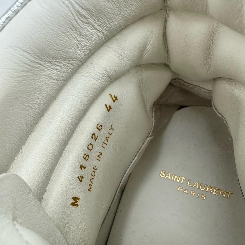 Saint Laurent Men's Metallic Silver Leather Hi-top Sneaker 418026 - Picture 9 of 11